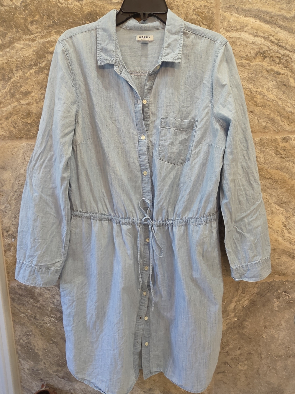 Old Navy Light Blue Women's Button-Up Shirt Dress Large